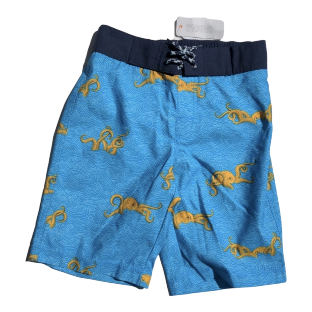 Gymboree Boys S 5-6 Blue Octopus Swim Trunk